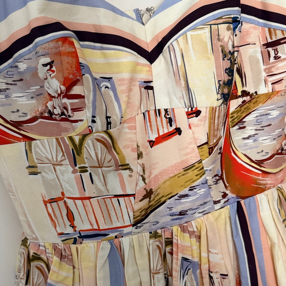 Amanda Uprichard Cream, Blue and Peach Striped Dress - Picture 3 of 6